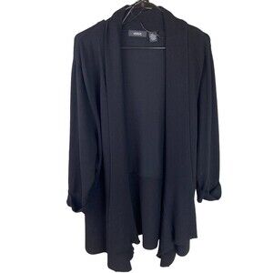 Verve Womens Black Open Front Cardigan 3/4 Sleeve Sweater Size 2X